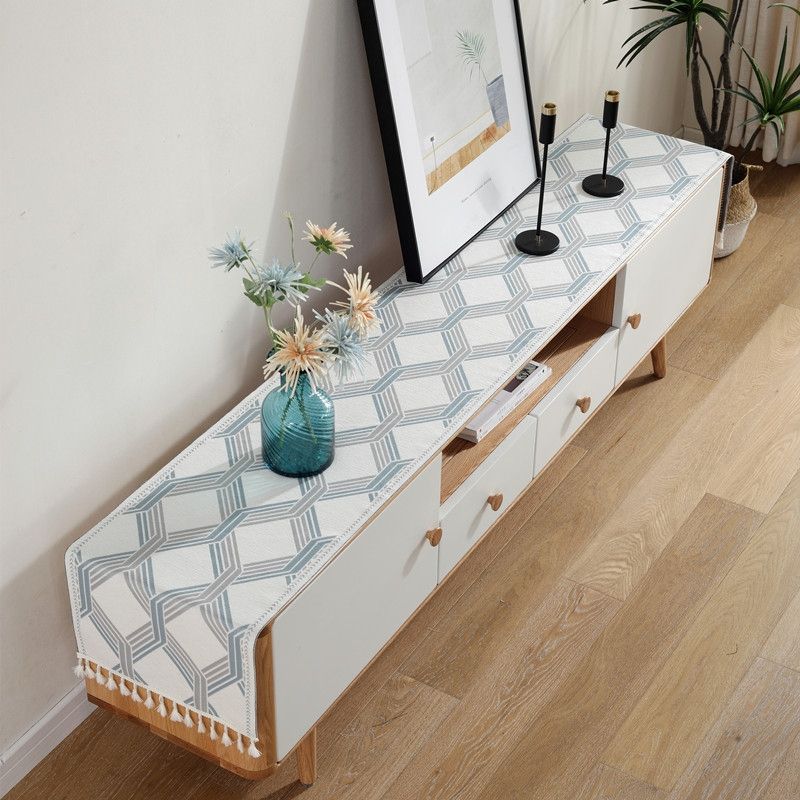 Home Chenille Polyester Tassel Tablecloth, Size: 35x200cm