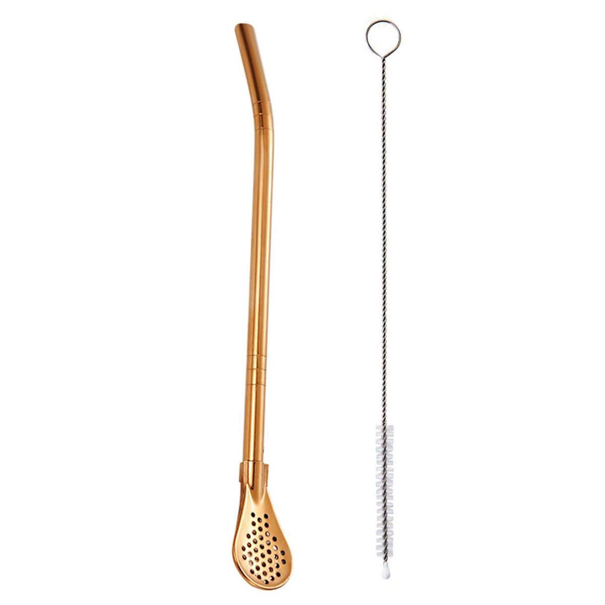 Drinking Straw Colorful Stainless Steel Tea Spoon Straws with Filter Rose Gold