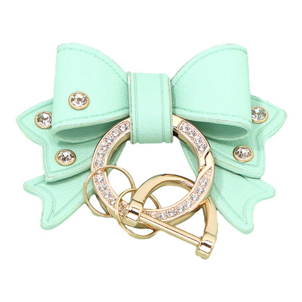 Pendant Keychain Sparkling Bow Key Holder Elegant for Womens Green