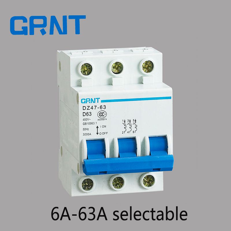 3P 6A-63A AC 400V Circuit Breaker MCB D Curve 6A 10A 16A