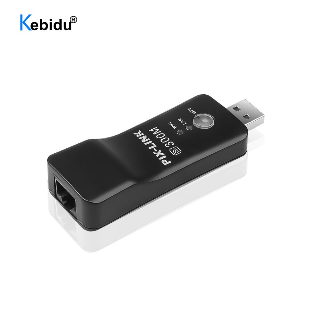 Kebidu Wireless USB Universal 300Mbps Wifi Adapter Rj-45