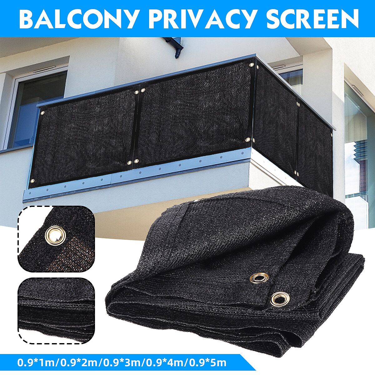 90cm Balcony Privacy Screen Gardening Sunshade Cover Summer Residence Fence 0.9X5m