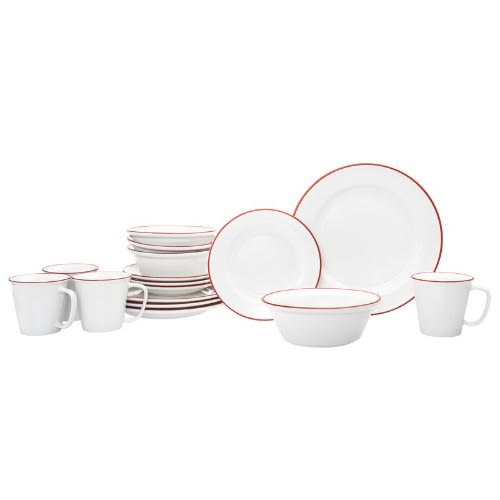 Bistro Band Porcelain Dinnerware Set - 16 Piece