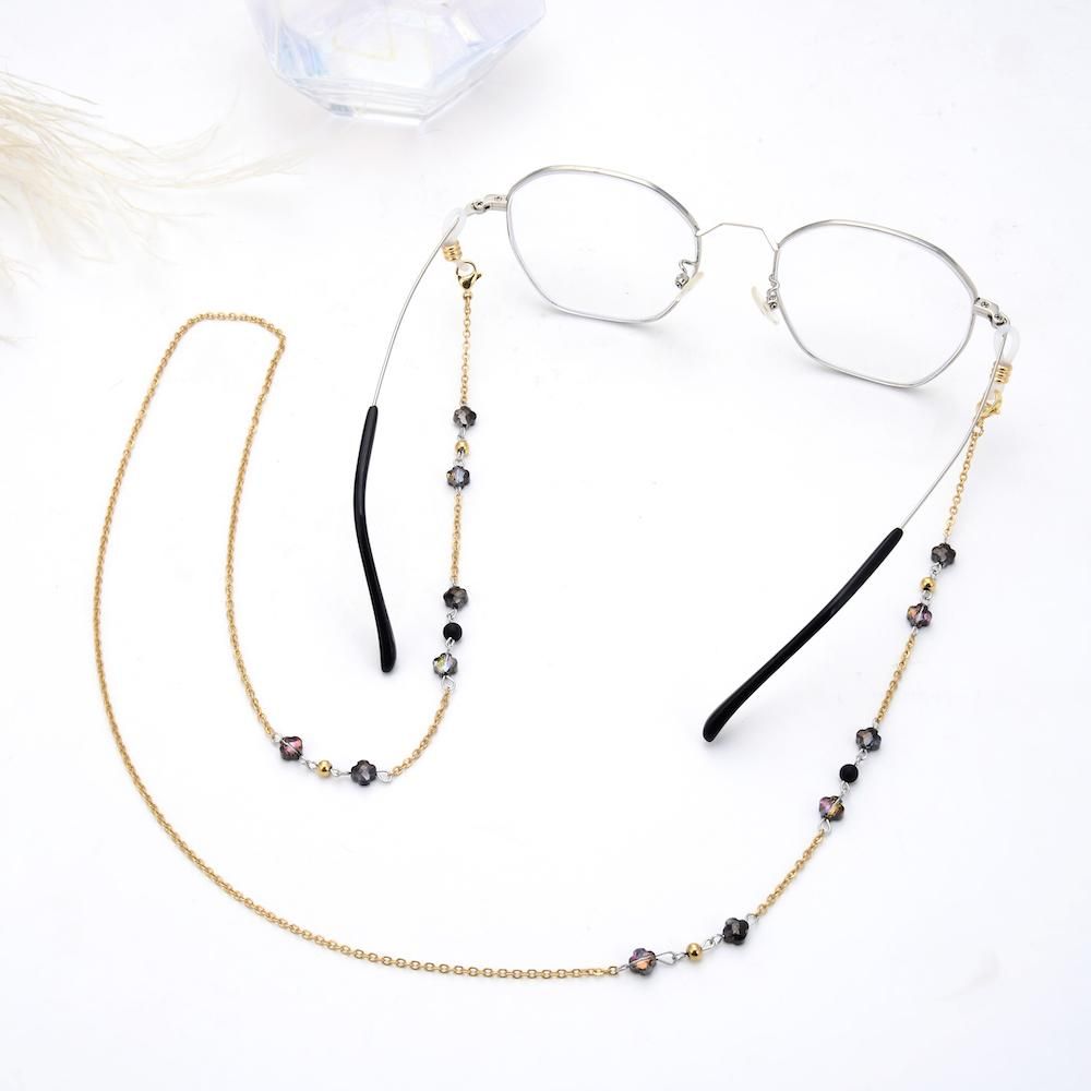 Stainless steel beads crystal rope bead box chain glasses chain fashion trend women hang neck sunglasses chain
