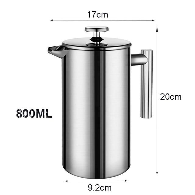 Coffee Maker French Press Stainless Steel Espresso Coffee Machine High Quality Double-Wall Insulated Coffee Tea Maker Pot