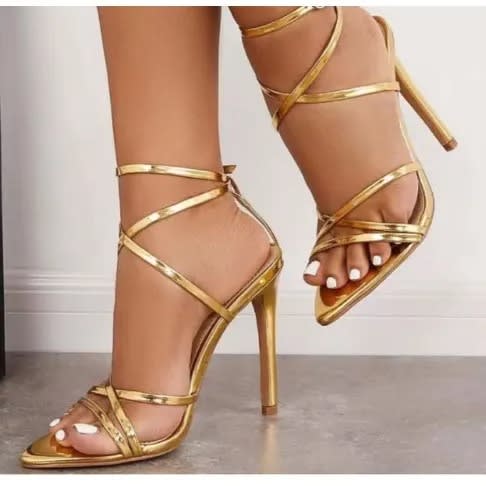 Ladies  Heel Sandal - Gold
