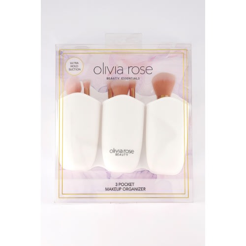 Olivia Rose - 3 Pocket Makeup Organizer - White