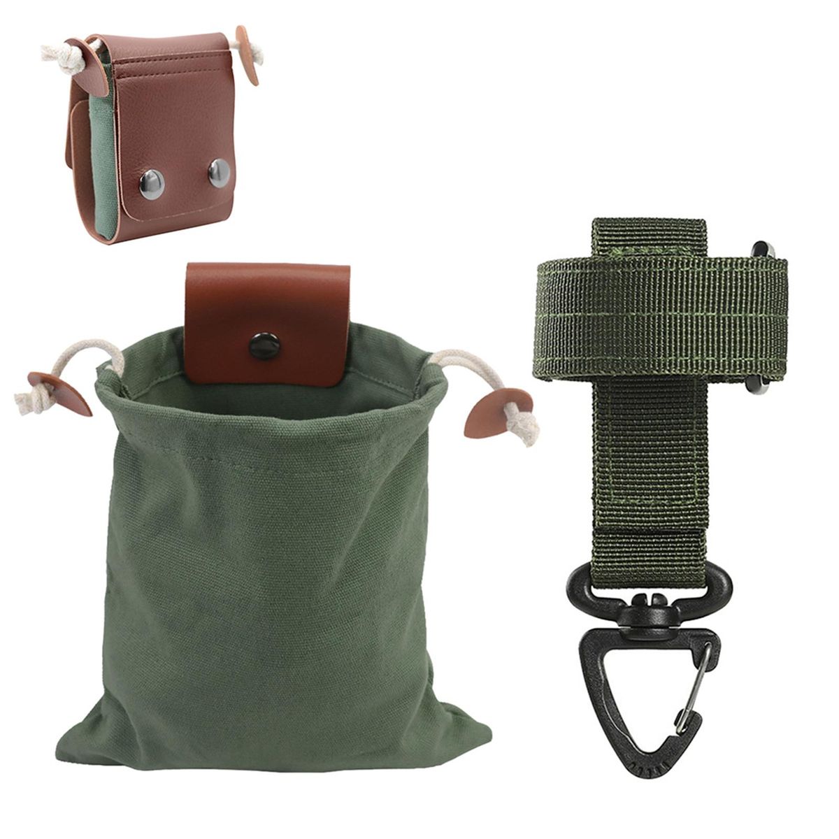Collapsible Belt Bag with Hook Strap Foraging Bag Adjustable Collecting Pouch for Hiking Camping Backpacking
