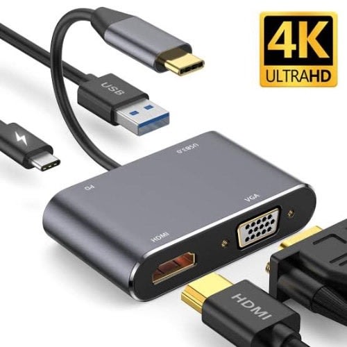 4 In 1 Usb C To Hdmi And Vga Adapter