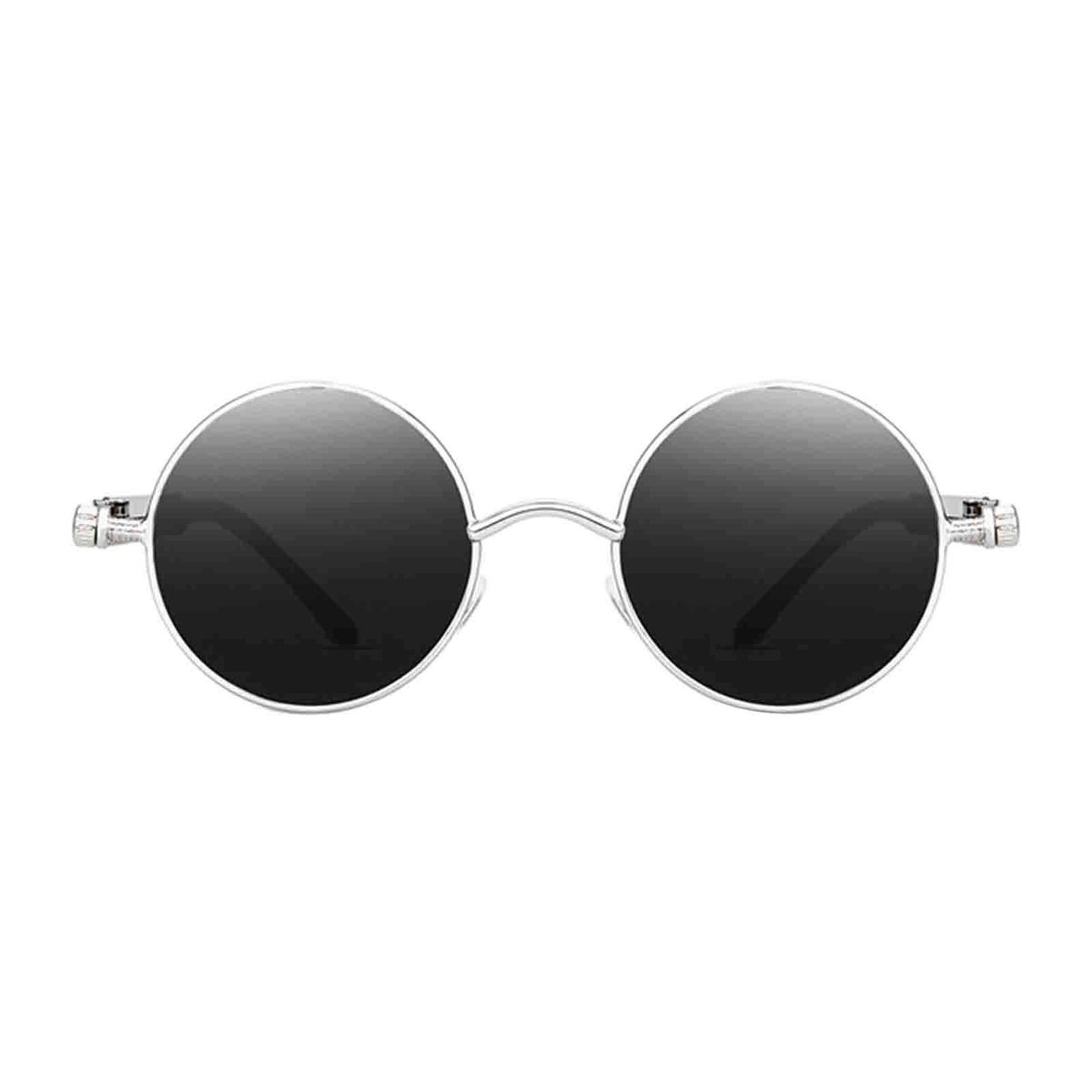 Fashion Steampunk Circle Round Sunglasses Vintage  Silver Gray
