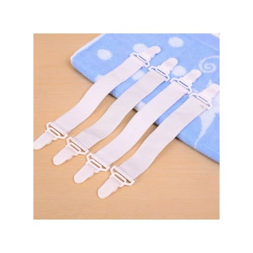 Bed Sheet & Blanket Elastic Non-slip Clips & Gripper-4Pieces -White