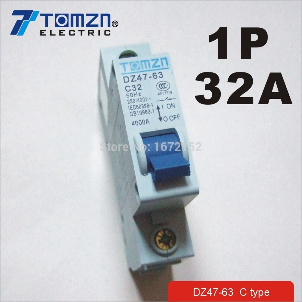 1P 32A 230 400v~ 50HZ 60HZ Mini Circuit Breaker MCB C45