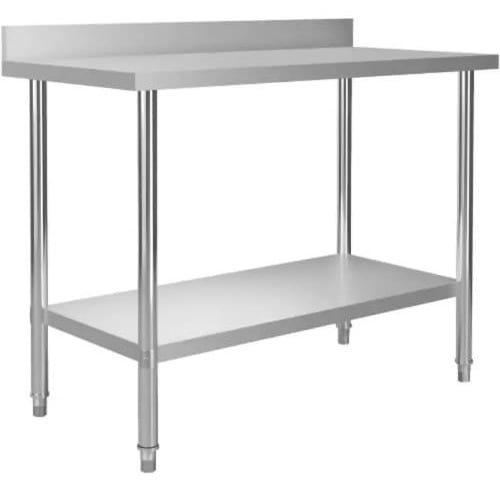 Steel Work Table With Under Shelf & Back Splash 2feet