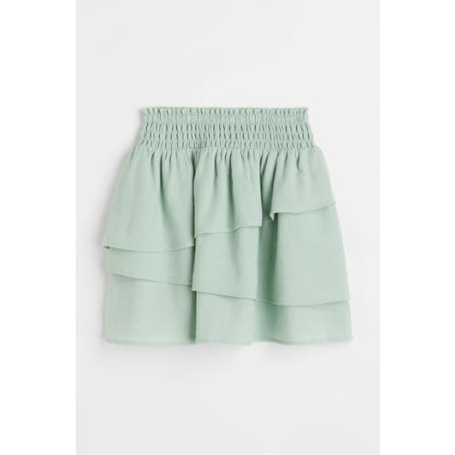 Two-piece Puff-sleeved Top And A Tiered Skirt