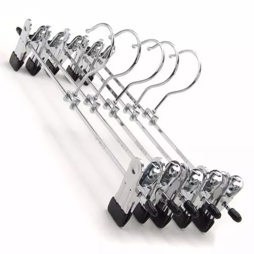 Metal Pant Trouser Hanger With Clips - 10pcs