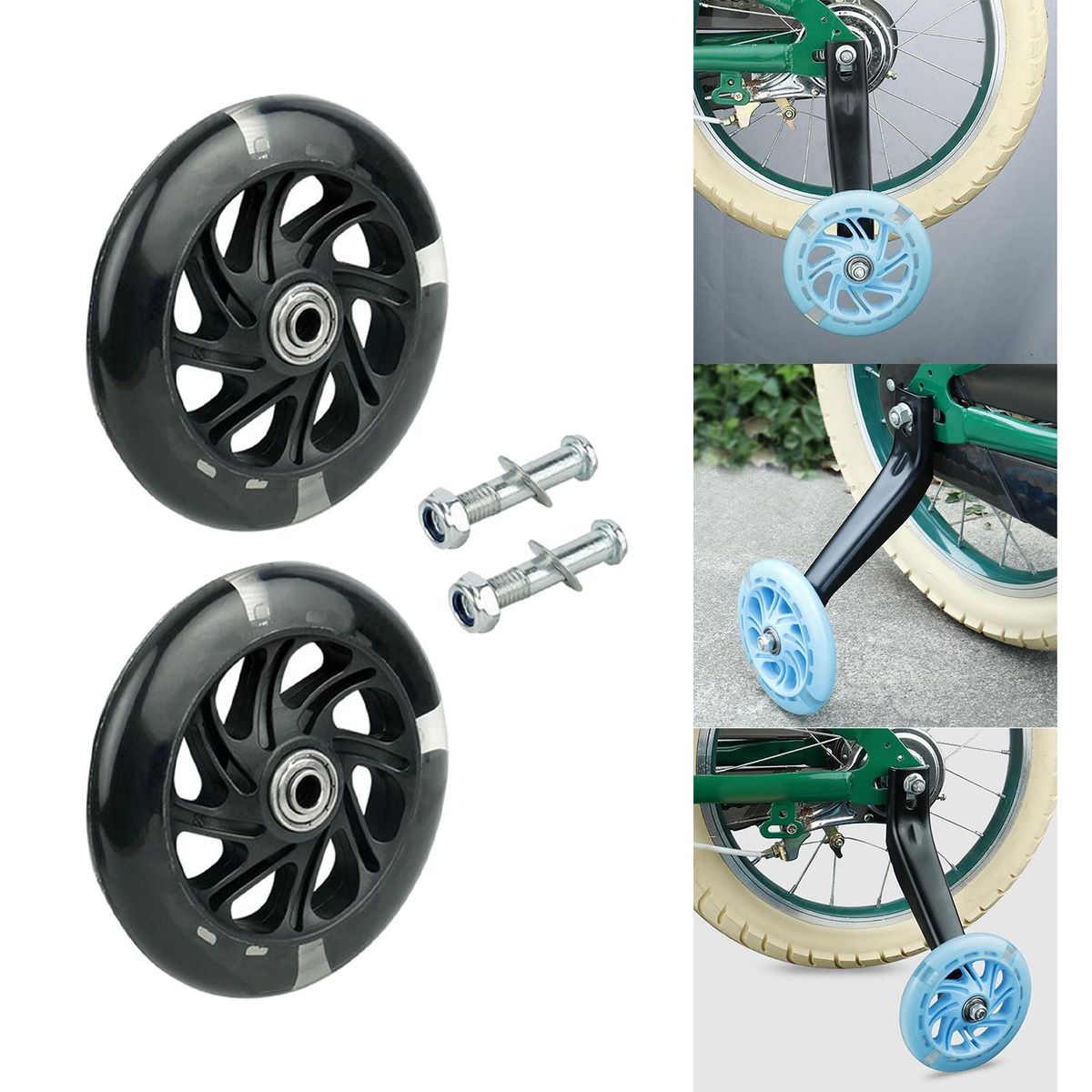 Bike Training Wheels Auxiliary Stabilizer For Kids Black