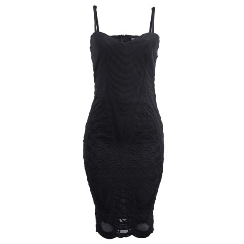 Boutique Mech Panelled Strappy Midi Dress - Black