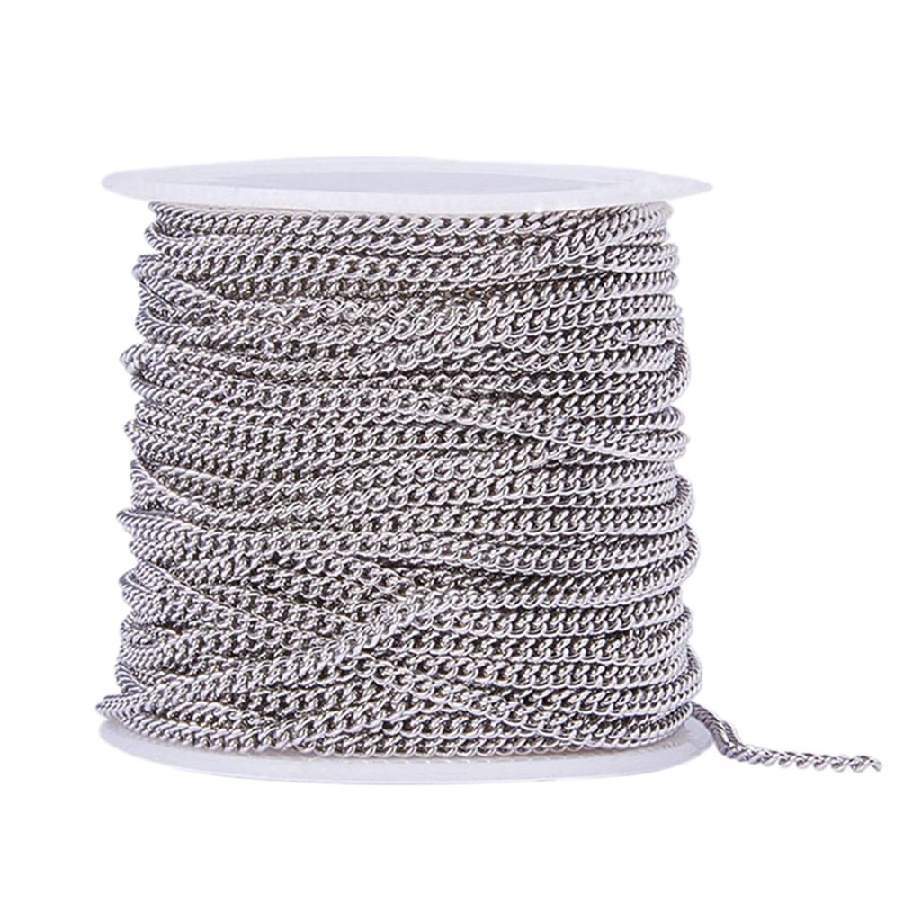 1Roll Silver Plated Curb Chain With 20 Lobster Clasps 30 Jump Rings