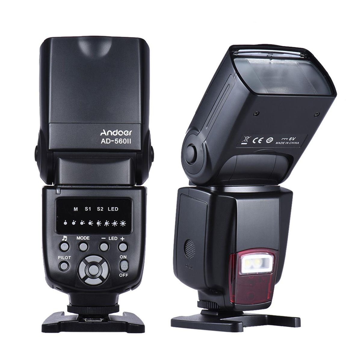 Andoer AD-560II Pro Universal Camera Flash Speedlite On-camera Flash GN50 w/ Adjustable LED Fill Light with Color Filters Diffuser Hot Shoe Mount Replacement for Canon Nikon Olympus Pentax DSLR Cameras