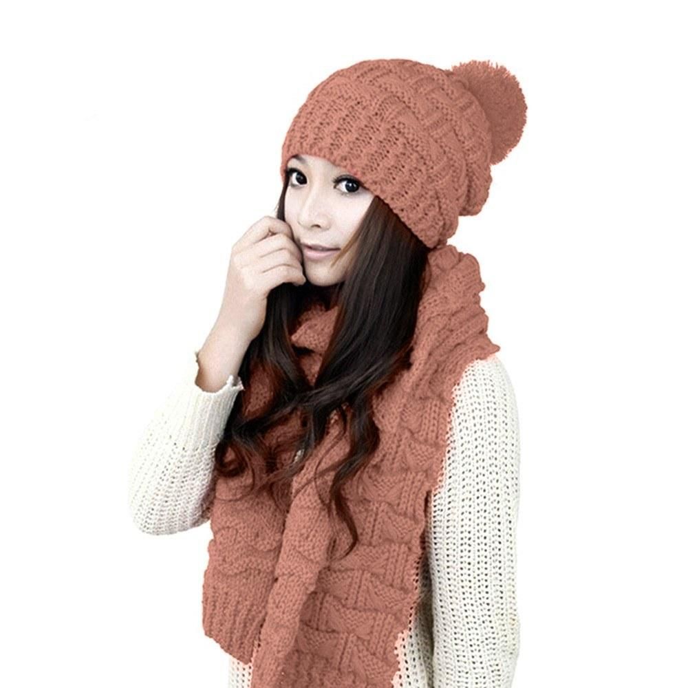 Sweater Scarf and Hat Set Keep Warm in Winter Knitted Hat