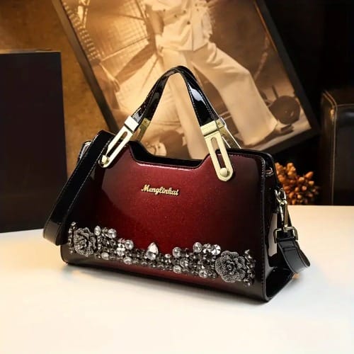 Menglinkai Fashion Gradient Top Handle Handbag - Burgundy