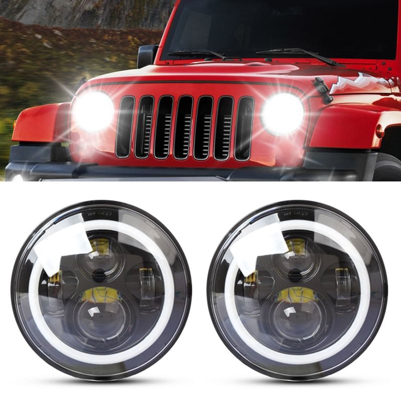 2 PCS 7 Inch IP68 Waterproof 6500K 75W CREE LED Headlight Hi/Lo Beam Driving Lamp For Jeep Wrangler JK TJ LJ