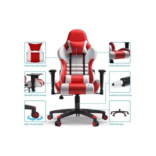 Executive Manager Office Furgle Gaming Chair - Red And White