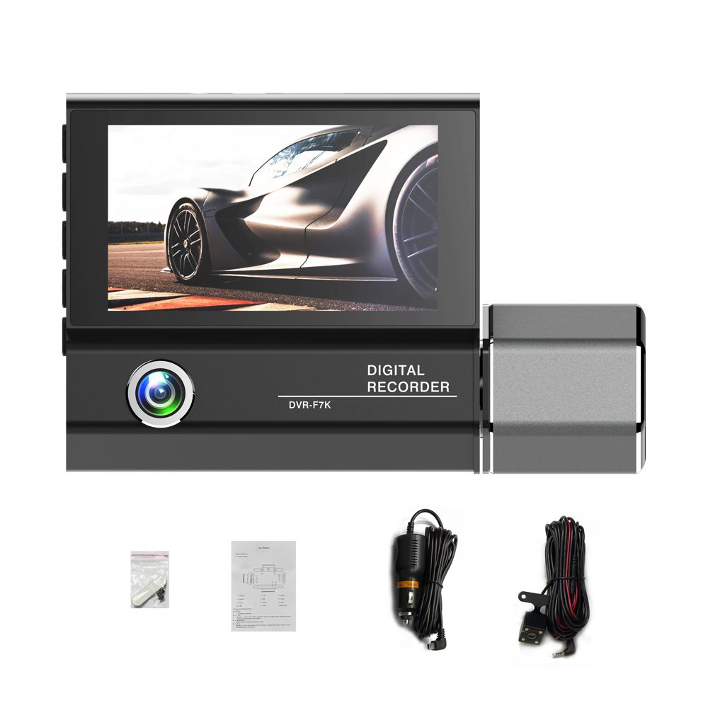 3 Cameras Dash Cam 4in Clear Car Rearview Mirror