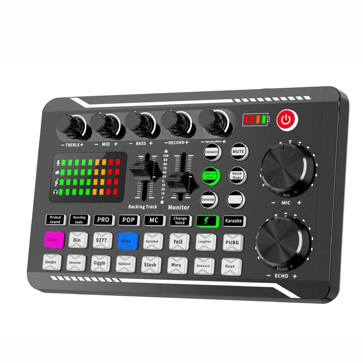 F998 Sound Mixer Sound Card 16 Effects Microphone For Home Ktv