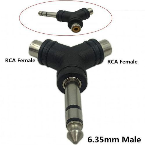 Audio Splitter Stereo 6.35mm Male Plug To RCA Female Jack Adapter