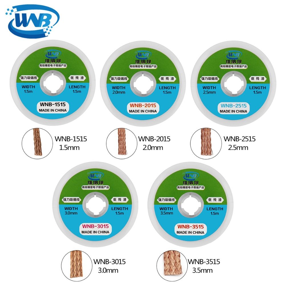WNB 1.5m Solder Braid Soldering Remover Wick Low-residue Tin Strip Professional Welding Flux Paste Repair Tools Accessory