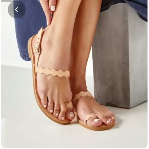 Female Zig Leather Sandals - Brown