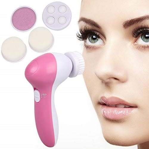 5 In 1 Facial Scrub And Massager With Exfoliating Brush Heads