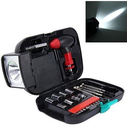 Emergency Tool Box Kit Set With Flashlight - 24 Pcs