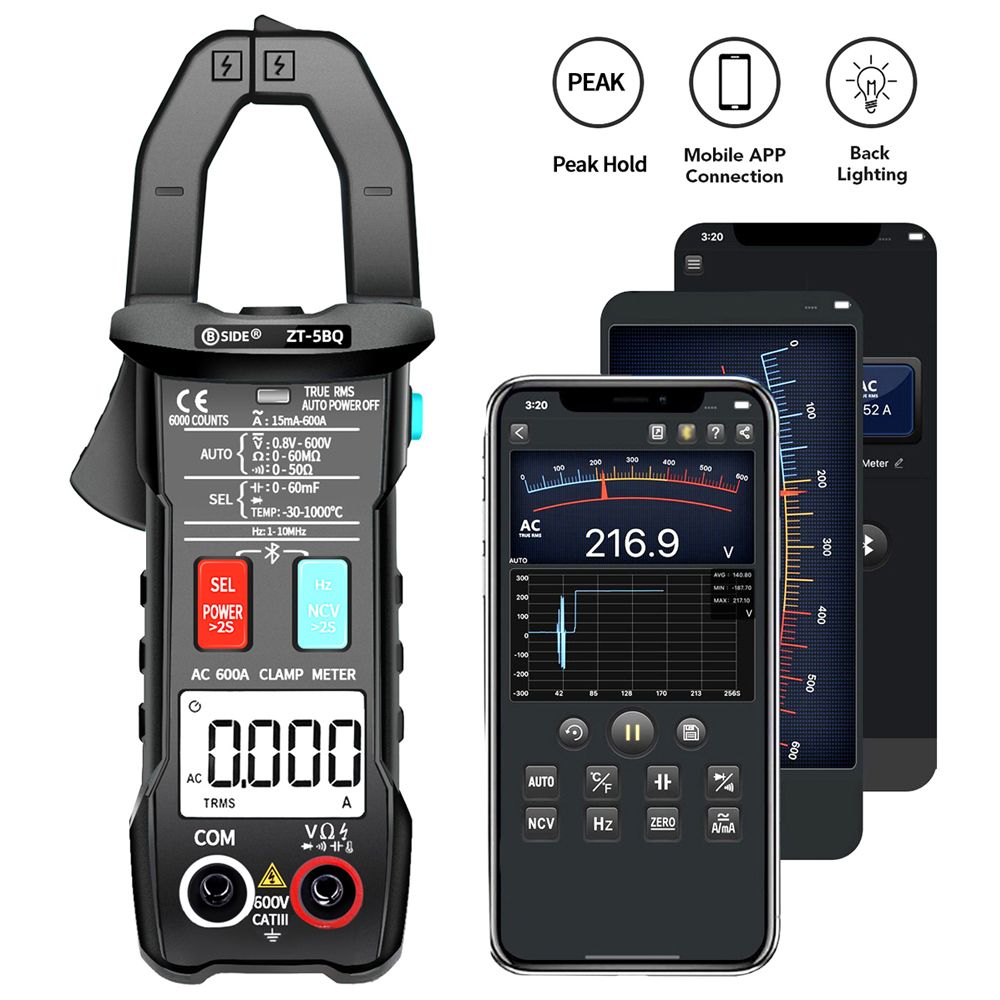 Digital Clamp Meter Zt-5bq Bt Technology Smart Multimeter