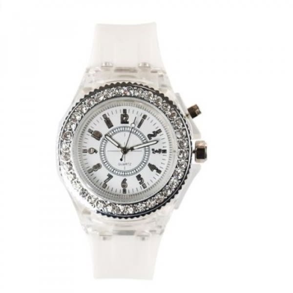 Led Backlight Waterproof Quartz Wrist Watch - White