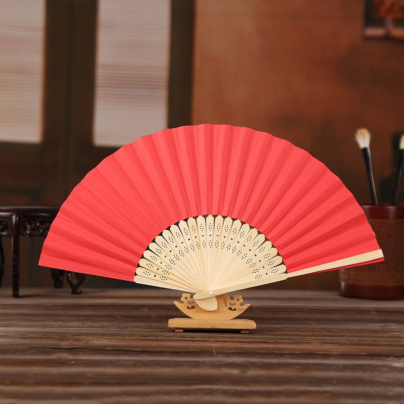 Gift Stage Dance Prop Elegant Hand Folding Chinese Pattern Favors Color Party Fan Paper Solid 10pcs Wedding Nice Handheld