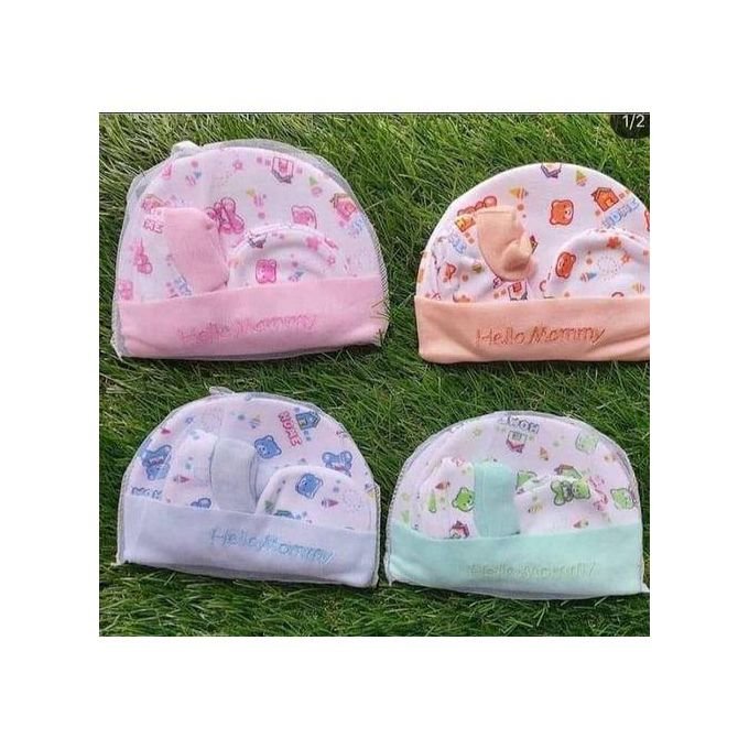 3pcs X 4Packs Cotton New Born Baby Caps, Hand Covers Mitten & Socks