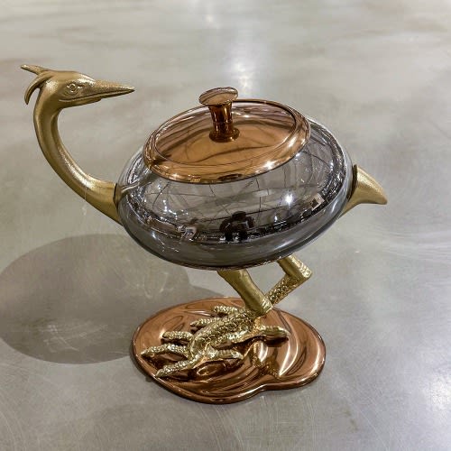 Vento Furniture Footed Jar Small - Bronze  Gold