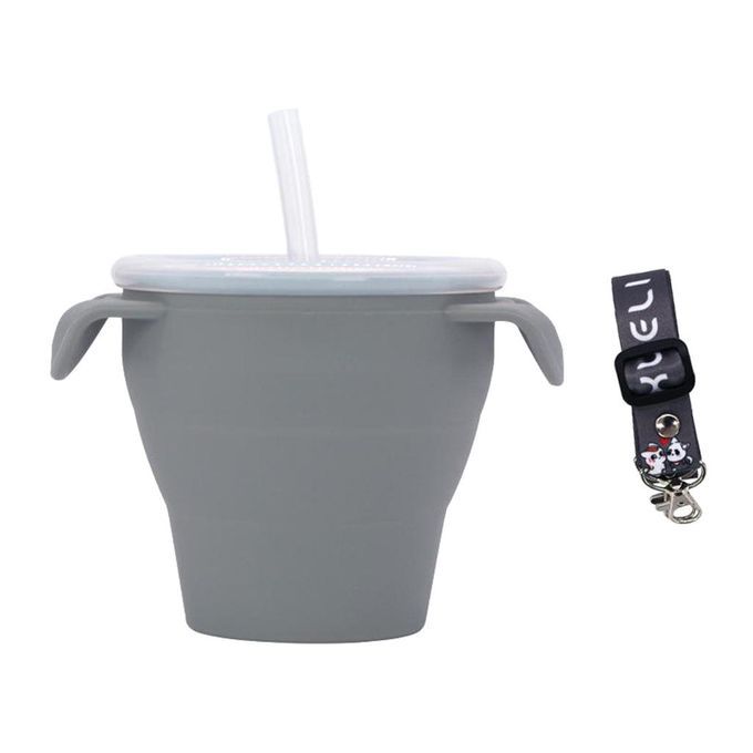 Baby Silicone Snack Cup Toddler Portable Food Storage Snack Grey