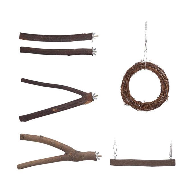 6Pcs Bird Perch Stand Standing Stick Chewing Bite Toys Tree Branch