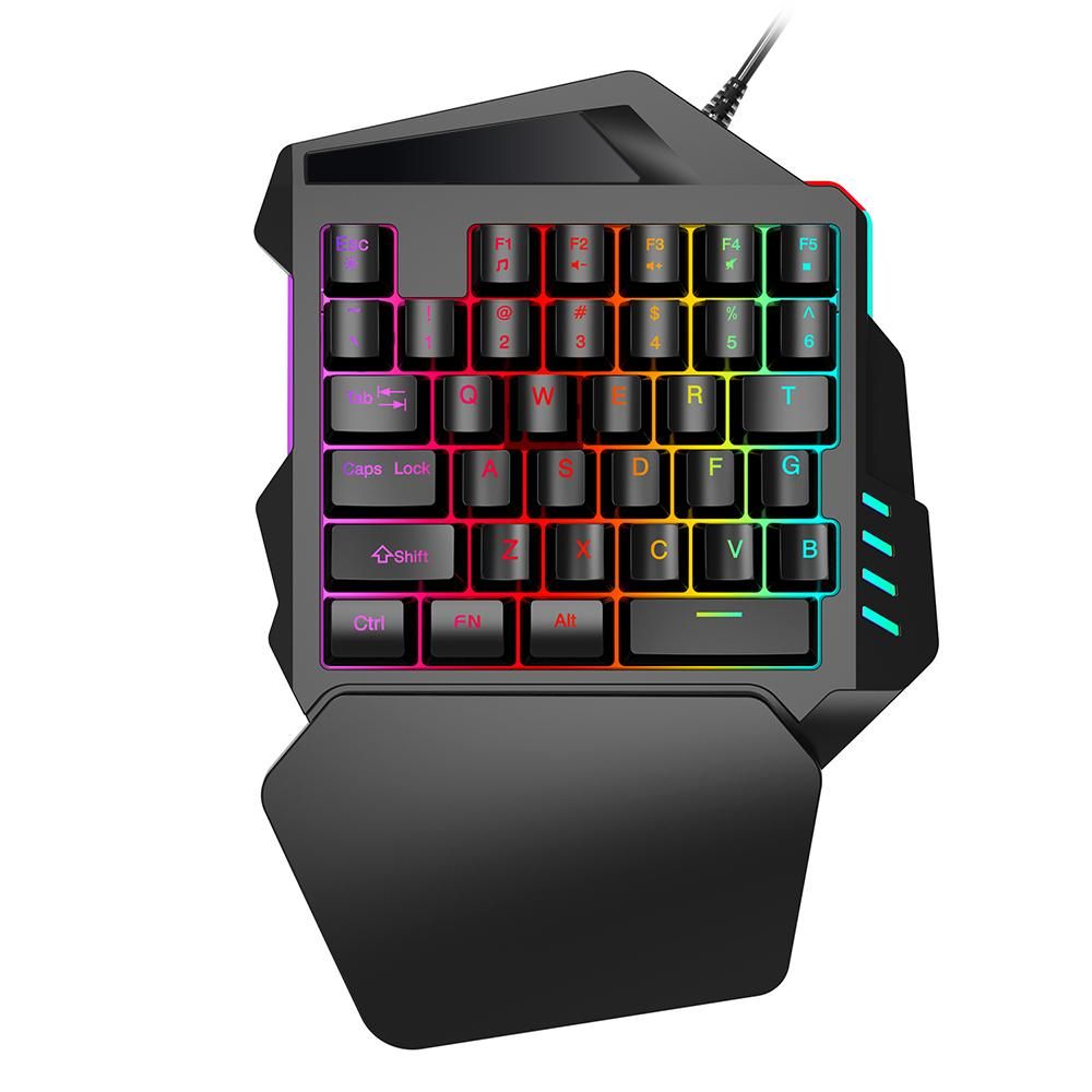 HXSJ  V100 35 Key Single Hand Membrane Mini 35 Keys Gaming Keyboard with USB Wired Replacement for PUBG LOL CS Gamer