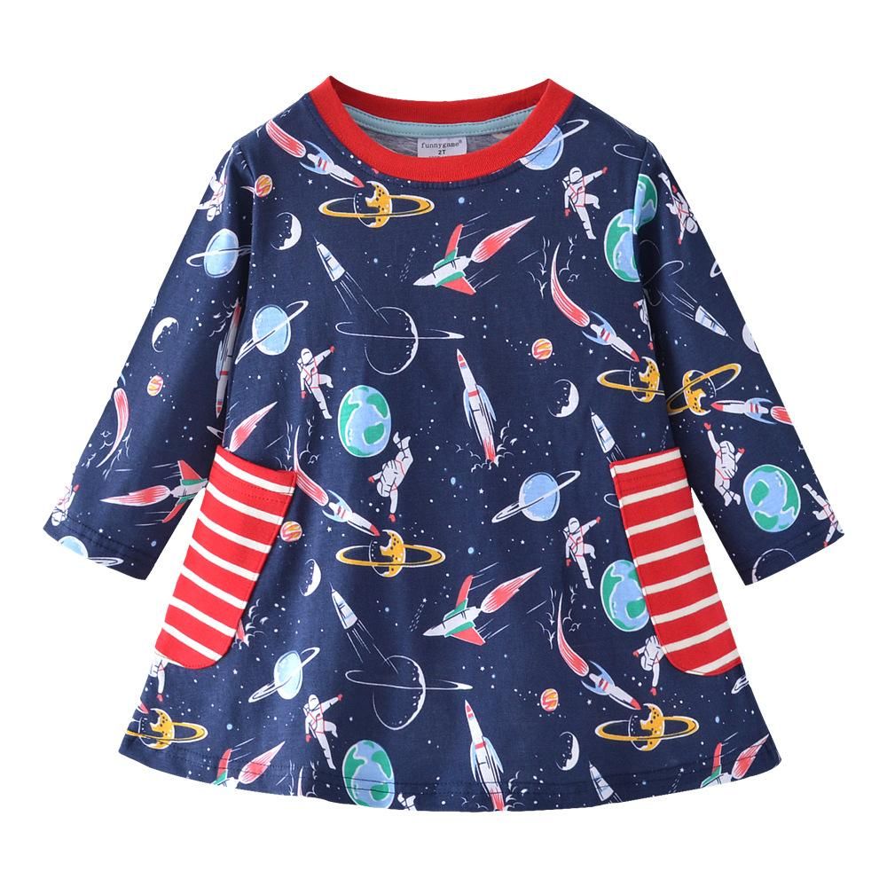 Girl's long-sleeved dress children's clothing children European and American children's pr