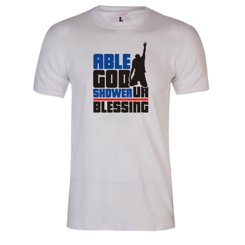 Able God Shower Your Blessing Flock Design T-shirt - White