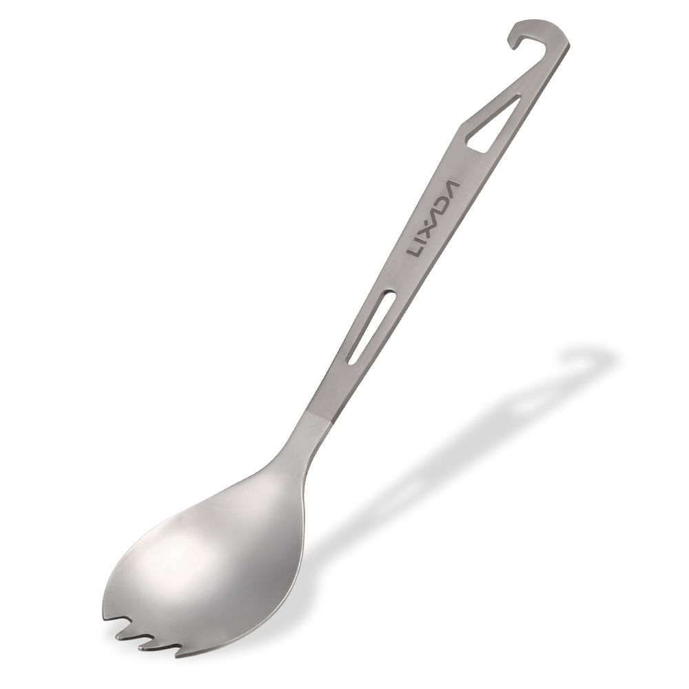 Half Polished Titanium Spork With Bottle Opener