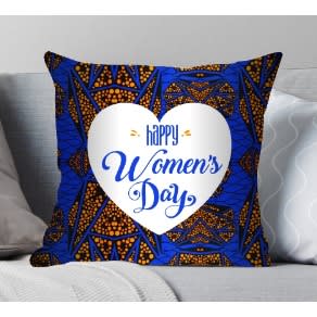 Happy Women's Day Ankara Custom Branded Side / Throw Pillow