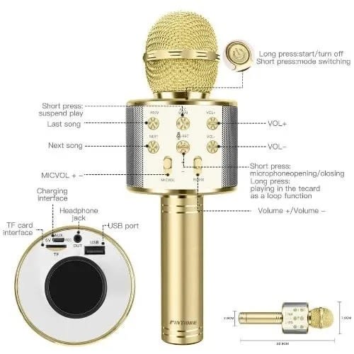 Wireless Karaoke Microphone With Bluetooth Speaker