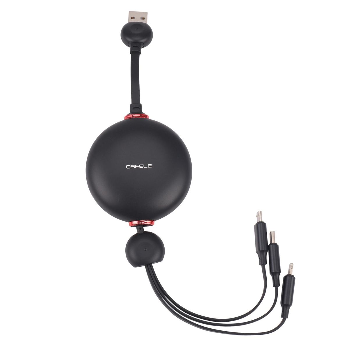 Cafele Data Line Mobile Phone Telescopic 3A Fast Charging Line For Apple Android Data Cable-Black