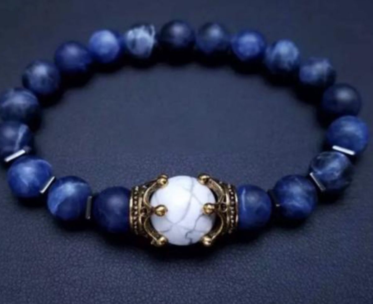 Mens Blue  Obsidian Wealth Bracelet.