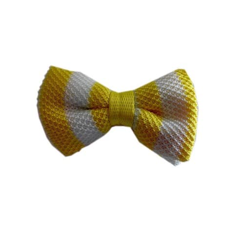 MBT-3332 Woven Design Men's Bow Tie- Yellow/White
